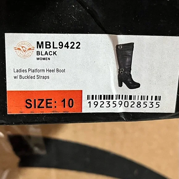 Milwaukee Leather Women’s Tall Black Studded Platform Heel Boots - Picture 14 of 14